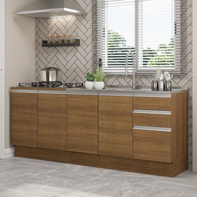 KIT MADESA GLAMY 2 MUEBLES DE COCINA 200 CM CON LAVADERO - 2
