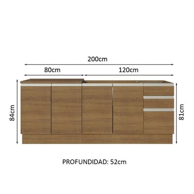 KIT MADESA GLAMY 2 MUEBLES DE COCINA 200 CM CON LAVADERO - 3