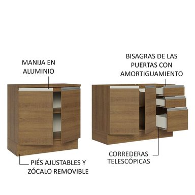 KIT MADESA GLAMY 2 MUEBLES DE COCINA 200 CM CON LAVADERO - 4