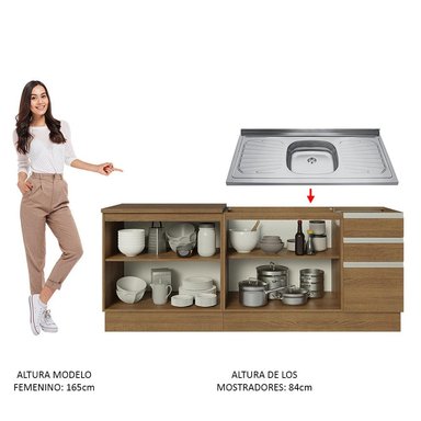 KIT MADESA GLAMY 2 MUEBLES DE COCINA 200 CM CON LAVADERO - 5