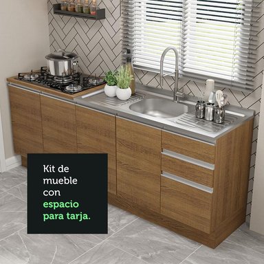KIT MADESA GLAMY 2 MUEBLES DE COCINA 200 CM CON LAVADERO - 6