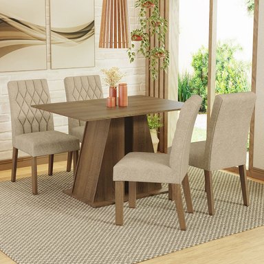 JUEGO COMEDOR MADESA 4 SILLAS MARRÓN GISELE