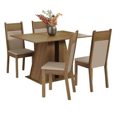 JUEGO COMEDOR MADESA 4 SILLAS BEIGE ANGEL