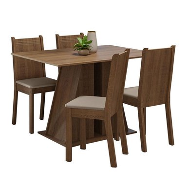 JUEGO DE COMEDOR MARILYN CON 4 SILLAS - MARRÓN/BEIGE
