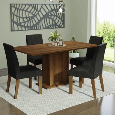 JUEGO COMEDOR MADESA 4 SILLAS NEGRO KEILA OXFORD