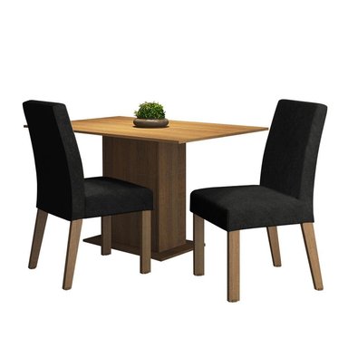 JUEGO COMEDOR MADESA 2 SILLAS NEGRO MANU OXFORD