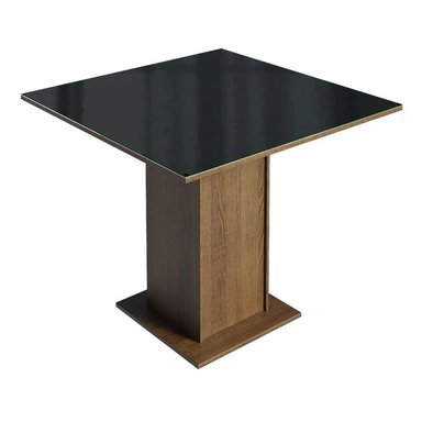 MESA COMEDOR MADESA NEGRO CUADRADA 4 PUESTOS TABLERO MADERA Y CUBIERTA CRISTAL