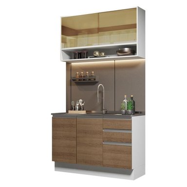 MUEBLE DE COCINA MADESA INTEGRAL GLAMY 120 CM BLANCO/MARRÓN 05