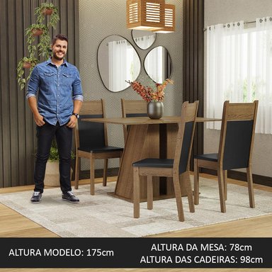 JUEGO COMEDOR MADESA 4 SILLAS NEGRO ANGEL MARRÓN - 4
