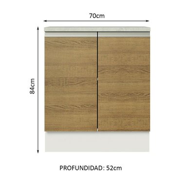 MUEBLE DE COCINA MADESA 2 PUERTAS GLAMY 70 CM BLANCO/MARRÓN - 5