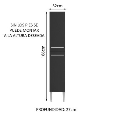 MUEBLE DE COCINA MADESA EMILLY DESPENSA 2 PUERTAS 32 CM MARRÓN/NEGRO - 3