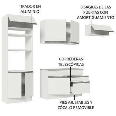 MUEBLE DE COCINA MADESA INTEGRAL GLAMY 270 CM BLANCO 14 - 4