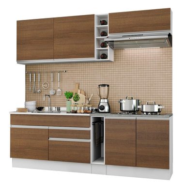 MUEBLE DE COCINA MADESA GLAMY INTEGRAL PARMA 220 CM BLANCO/MARRÓN 03