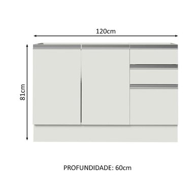 MUEBLE DE COCINA MADESA 3 CAJONES 2 PUERTAS Y GLAMY 120 X 60 CM BLANCO - 2