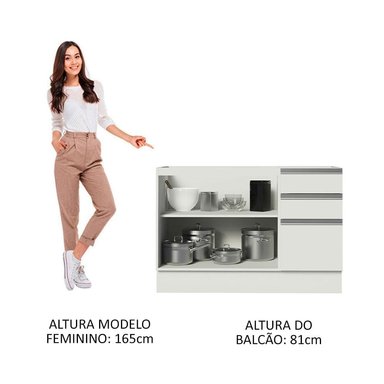 MUEBLE DE COCINA MADESA 3 CAJONES 2 PUERTAS Y GLAMY 120 X 60 CM BLANCO - 4