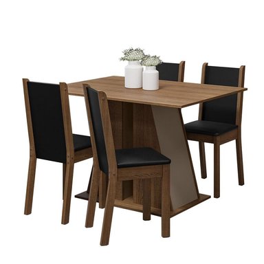JUEGO COMEDOR MADESA 4 SILLAS MARRÓN SOPHIE CREMA NEGRO - 1
