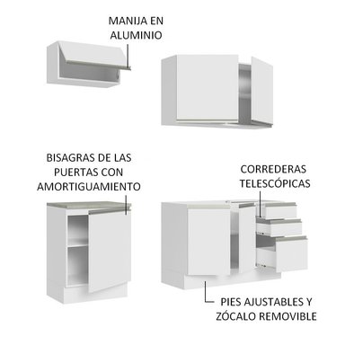 MUEBLE DE COCINA MADESA INTEGRAL GLAMY 180 CM BLANCO 07 - 4