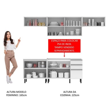 MUEBLE DE COCINA INTEGRAL MARINA 280 CM BLANCO 02SR - 5