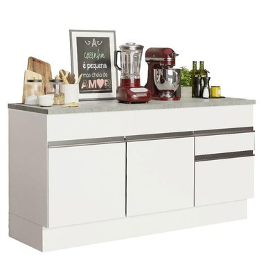 MUEBLE DE COCINA MADESA 2 CAJONES PUERTAS Y GLAMY 150 CM CON ENCIMERA BLANCO