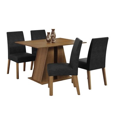 JUEGO COMEDOR MADESA 4 SILLAS NEGRO AGNES OXFORD