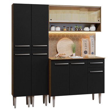 MUEBLE DE COCINA MADESA EMILLY INTEGRAL 169 CM MARRÓN/NEGRO 13