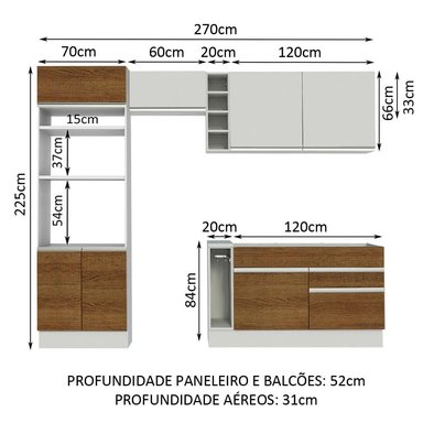 MUEBLE DE COCINA MADESA GLAMY INTEGRAL JADE 270 CM BLANCO/MARRÓN/BLANCO 09 - 3