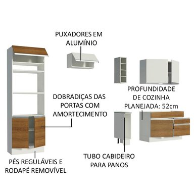 MUEBLE DE COCINA MADESA GLAMY INTEGRAL JADE 270 CM BLANCO/MARRÓN/BLANCO 09 - 4