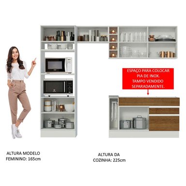 MUEBLE DE COCINA MADESA GLAMY INTEGRAL JADE 270 CM BLANCO/MARRÓN/BLANCO 09 - 5