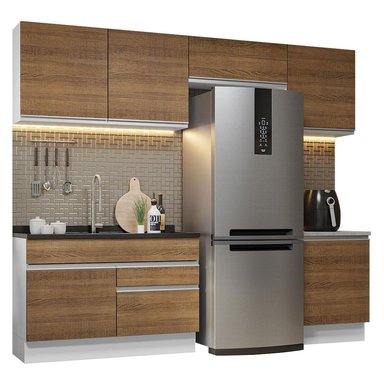 MUEBLE DE COCINA MADESA GLAMY INTEGRAL 260 CM BLANCO/MARRÓN 05