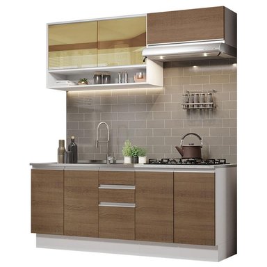MUEBLE DE COCINA MADESA GLAMY INTEGRAL 200 CM BLANCO/MARRÓN 03