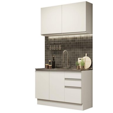 MUEBLE DE COCINA INTEGRAL GLAMY 120 CM CON LAVADERO 03 - BLANCO