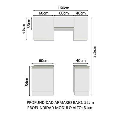 MUEBLE DE COCINA MADESA GLAMY INTEGRAL 160 CM BLANCO 07 - 3