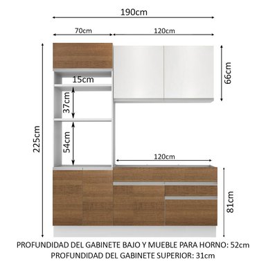 MUEBLE DE COCINA MADESA INTEGRAL LÍVIA 190 CM BLANCO/MARRÓN/BLANCO - 2