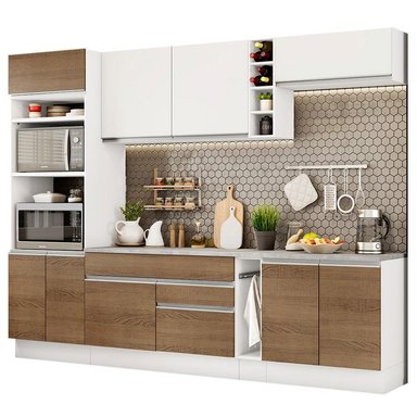 MUEBLE DE COCINA INTEGRAL VICENZA 290 CM - BLANCO/MARRÓN/BLANCO 12