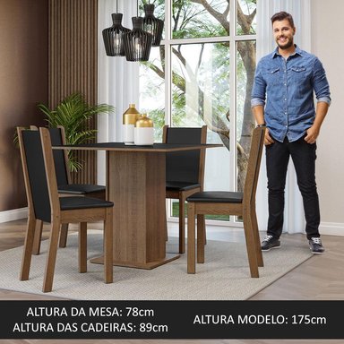 JUEGO COMEDOR MADESA 4 SILLAS NEGRO ALANA MARRÓN - 5