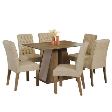 JUEGO COMEDOR MADESA 6 SILLAS CREMA FABIANA - 1