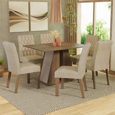 JUEGO COMEDOR MADESA 6 SILLAS CREMA FABIANA - 2