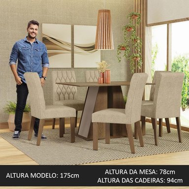 JUEGO COMEDOR MADESA 6 SILLAS CREMA FABIANA - 4