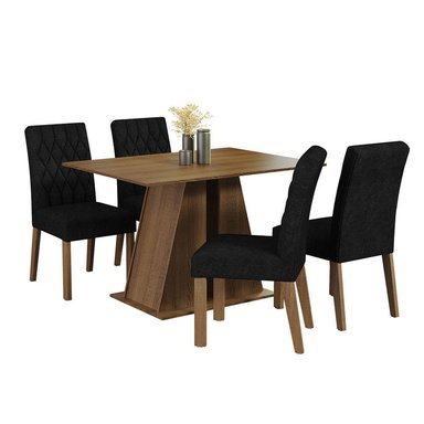 JUEGO COMEDOR MADESA 4 SILLAS NEGRO GISELE OXFORD