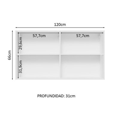 ALACENA DE COCINA MADESA GLAMY 2 PUERTAS DE CRISTAL 120 CM BLANCO/MARRÓN - 3