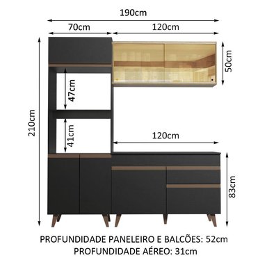 MUEBLE DE COCINA MADESA REIMS INTEGRAL 190 CM NEGRO/MARRÓN 02 - 3