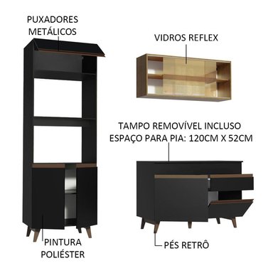 MUEBLE DE COCINA MADESA REIMS INTEGRAL 190 CM NEGRO/MARRÓN 02 - 4