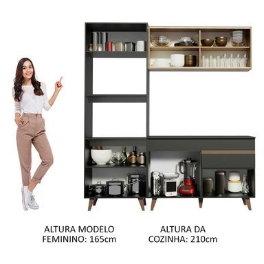 MUEBLE DE COCINA MADESA REIMS INTEGRAL 190 CM NEGRO/MARRÓN 02 - 5