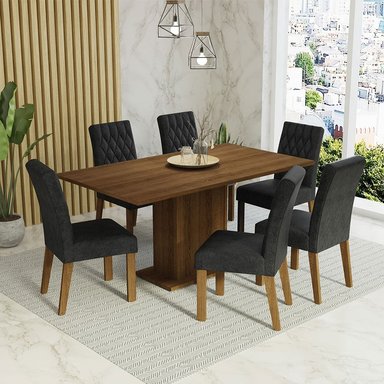 JUEGO COMEDOR MADESA 6 SILLAS NEGRO HANNA