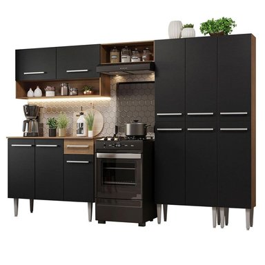 MUEBLE DE COCINA INTEGRAL EMILLY 261 CM 02 - MARRÓN/NEGRO - 1