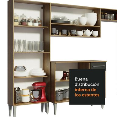 MUEBLE DE COCINA INTEGRAL EMILLY 261 CM 02 - MARRÓN/NEGRO - 6