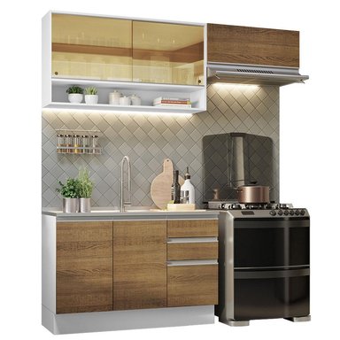 MUEBLE DE COCINA MADESA GLAMY INTEGRAL 200 CM BLANCO/MARRÓN 08 - 1