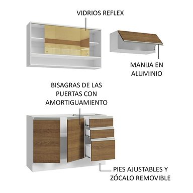 MUEBLE DE COCINA MADESA GLAMY INTEGRAL 200 CM BLANCO/MARRÓN 08 - 4
