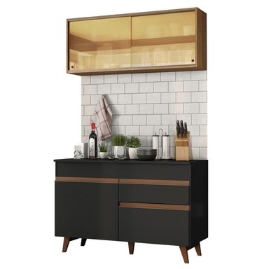 MUEBLE DE COCINA MADESA REIMS INTEGRAL 120 CM NEGRO/MARRÓN 01