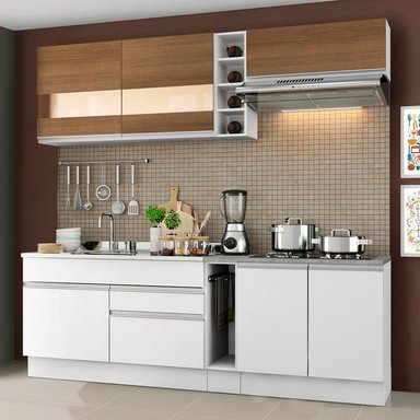 MUEBLE DE COCINA MADESA GLAMY INTEGRAL PARMA 220 CM BLANCO/BLANCO/MARRÓN 02